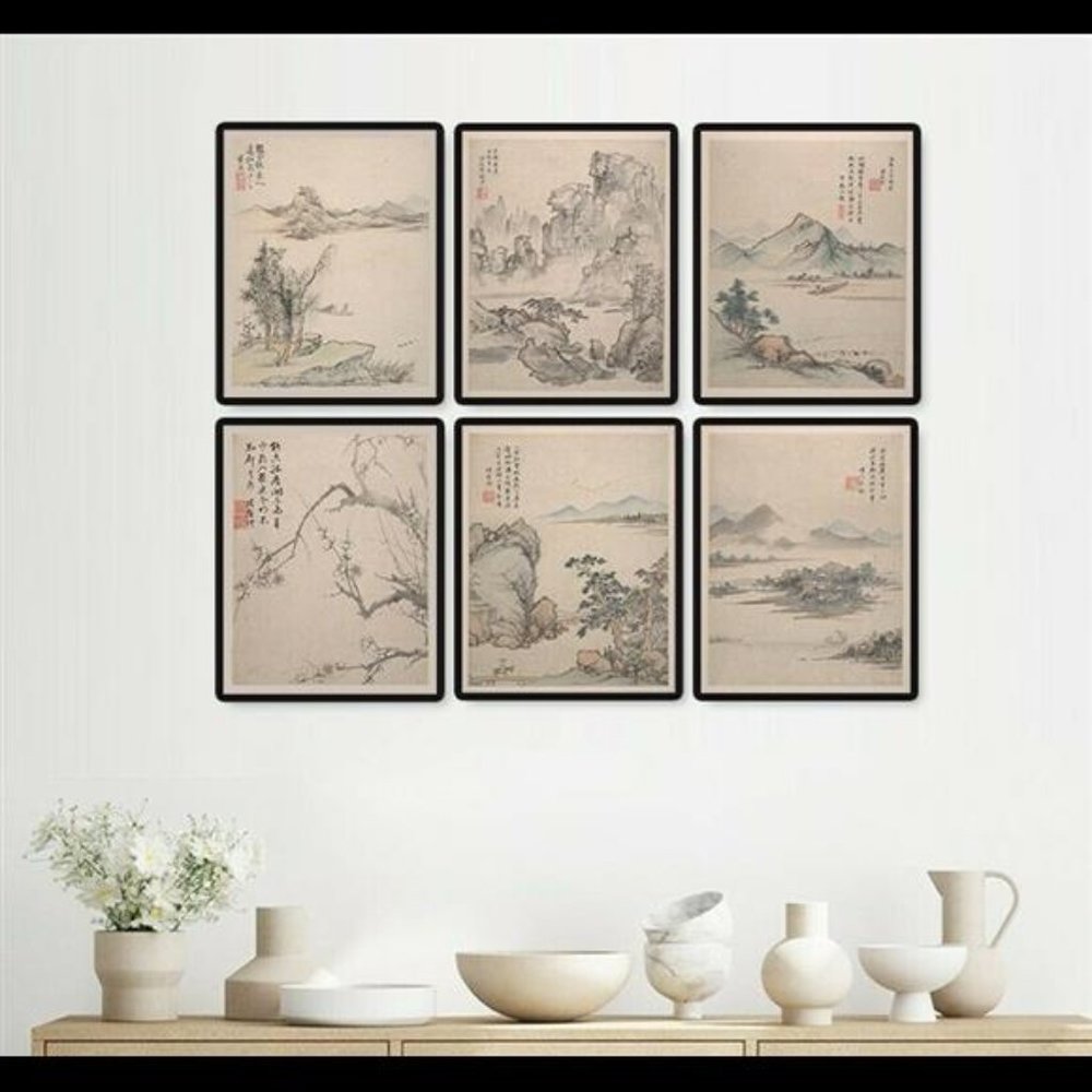 Chinese Vintage Drawings Xiang Shengmo Wall Art Set of 6 Prints